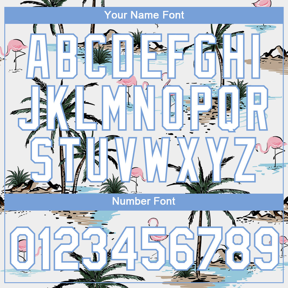 Custom White White-Light Blue 3D Pattern Design Hawaii Palm Trees Performance T-Shirt view 4