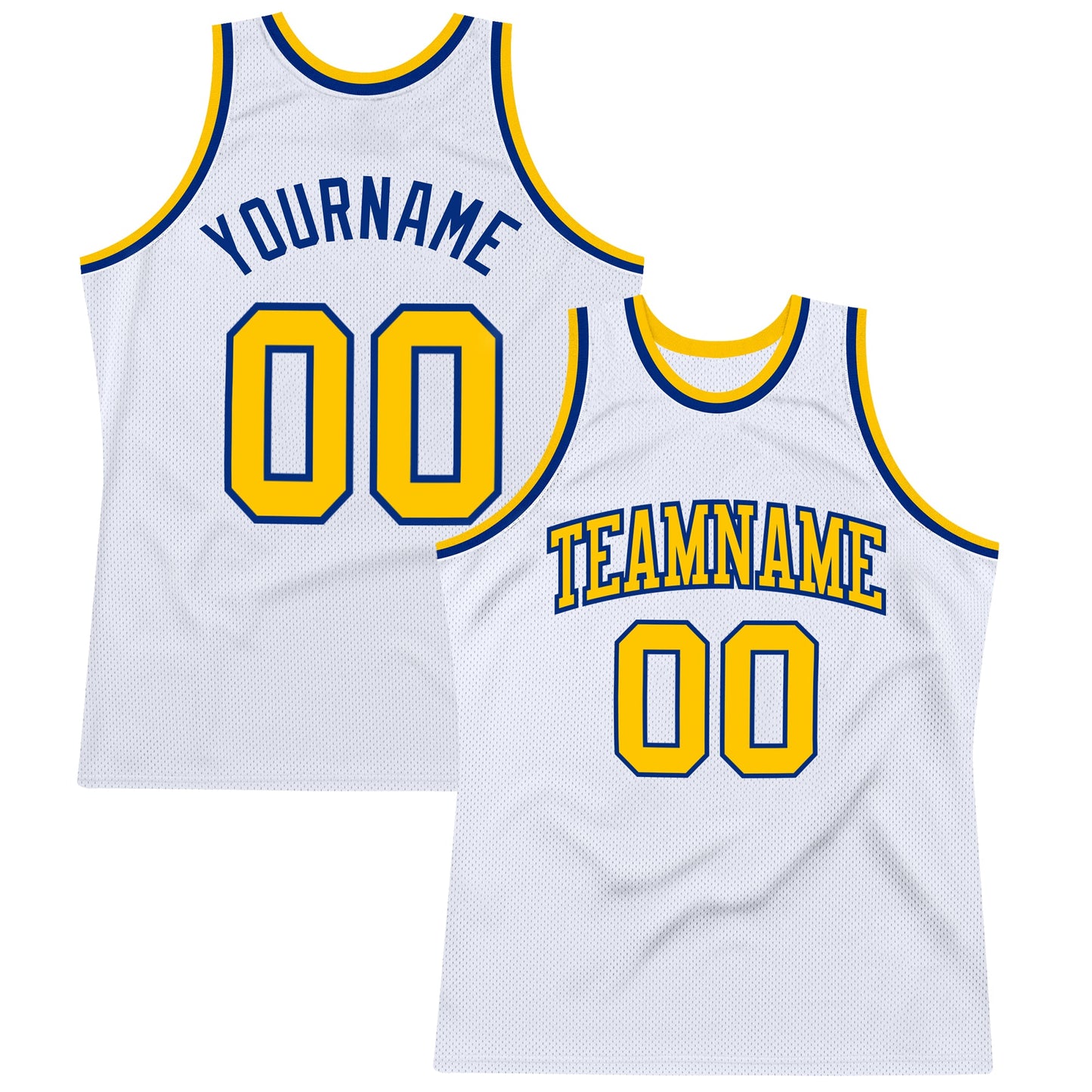 Custom White Gold-Royal Authentic Throwback Basketball Jersey - Main View