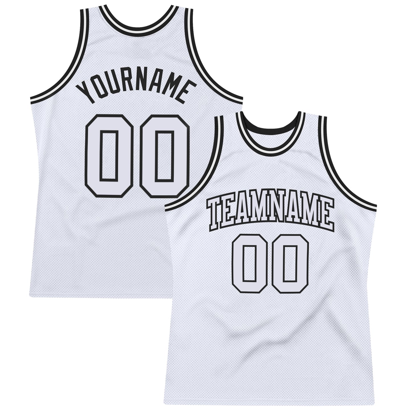 Custom White White-Black Authentic Throwback Basketball Jersey - Main View