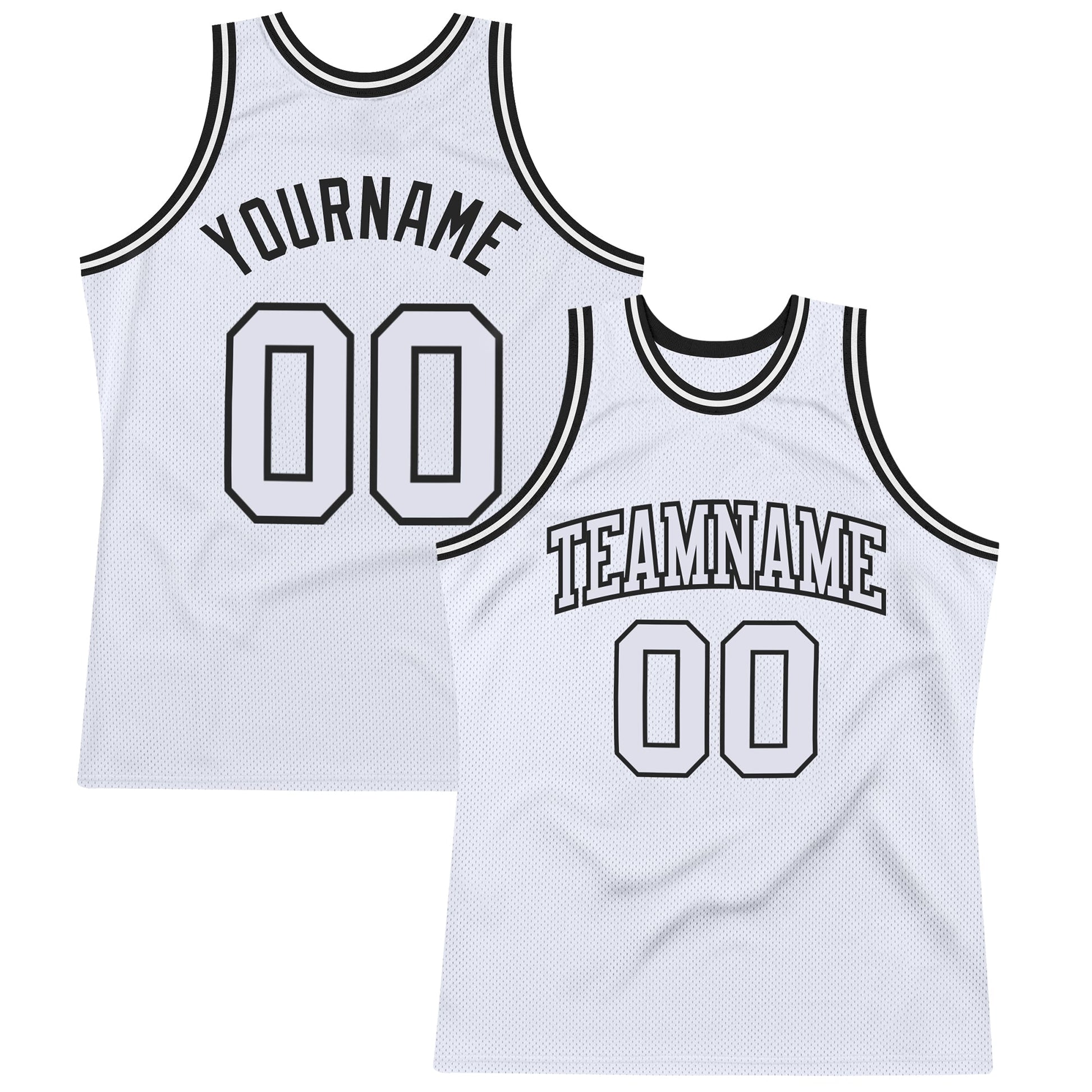 Custom White White-Black Authentic Throwback Basketball Jersey - Main View
