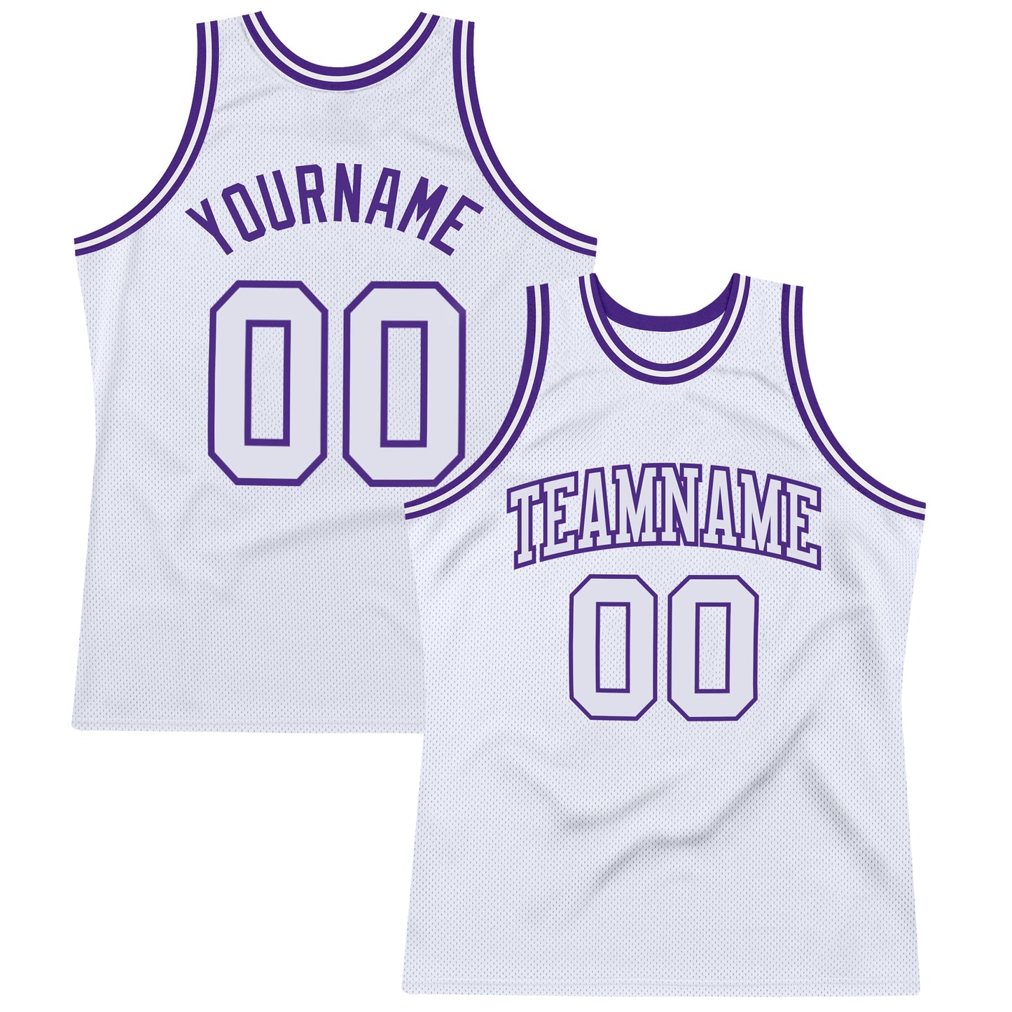 Custom White White-Purple Authentic Throwback Basketball Jersey - Main View