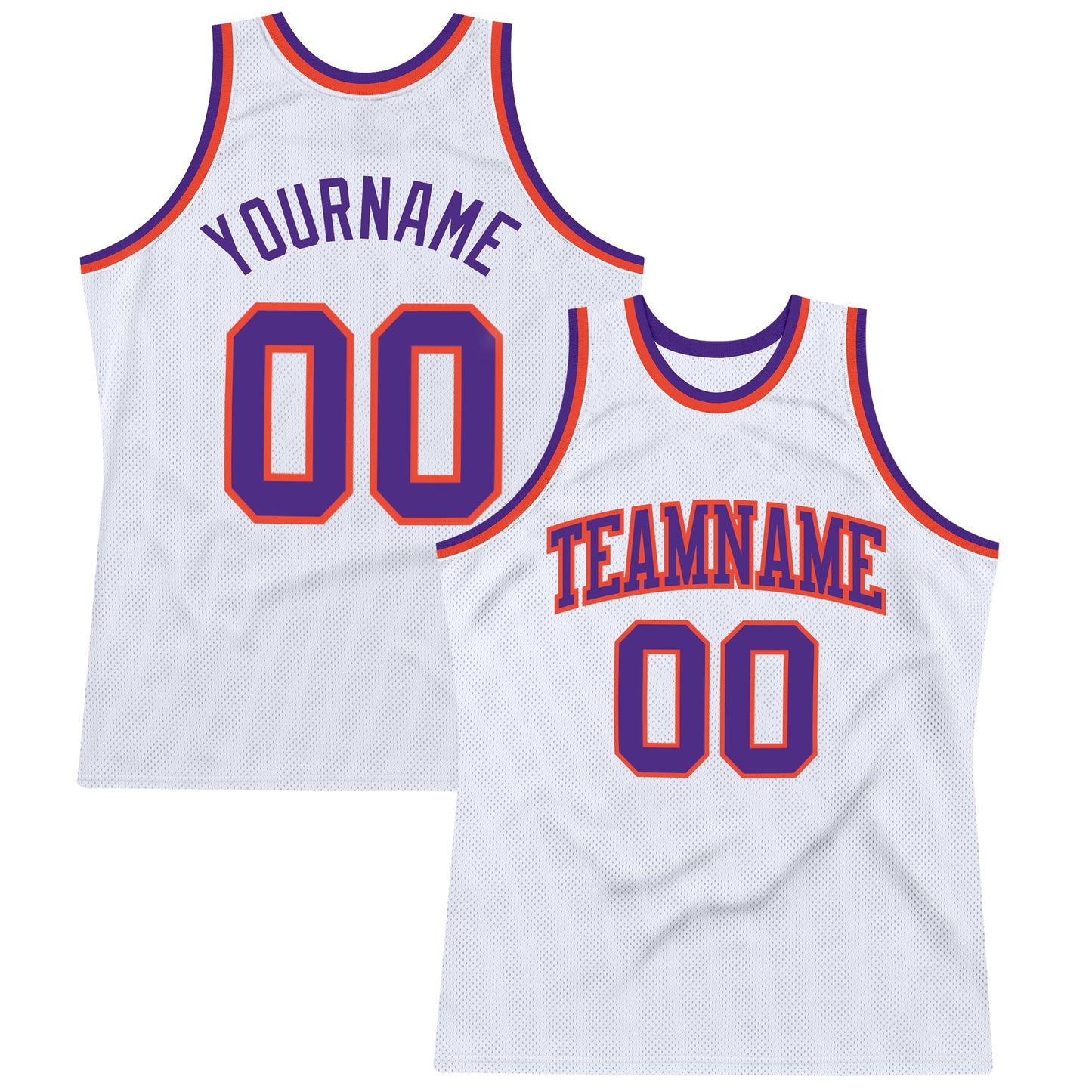 Custom White Purple-Orange Authentic Throwback Basketball Jersey - Main View