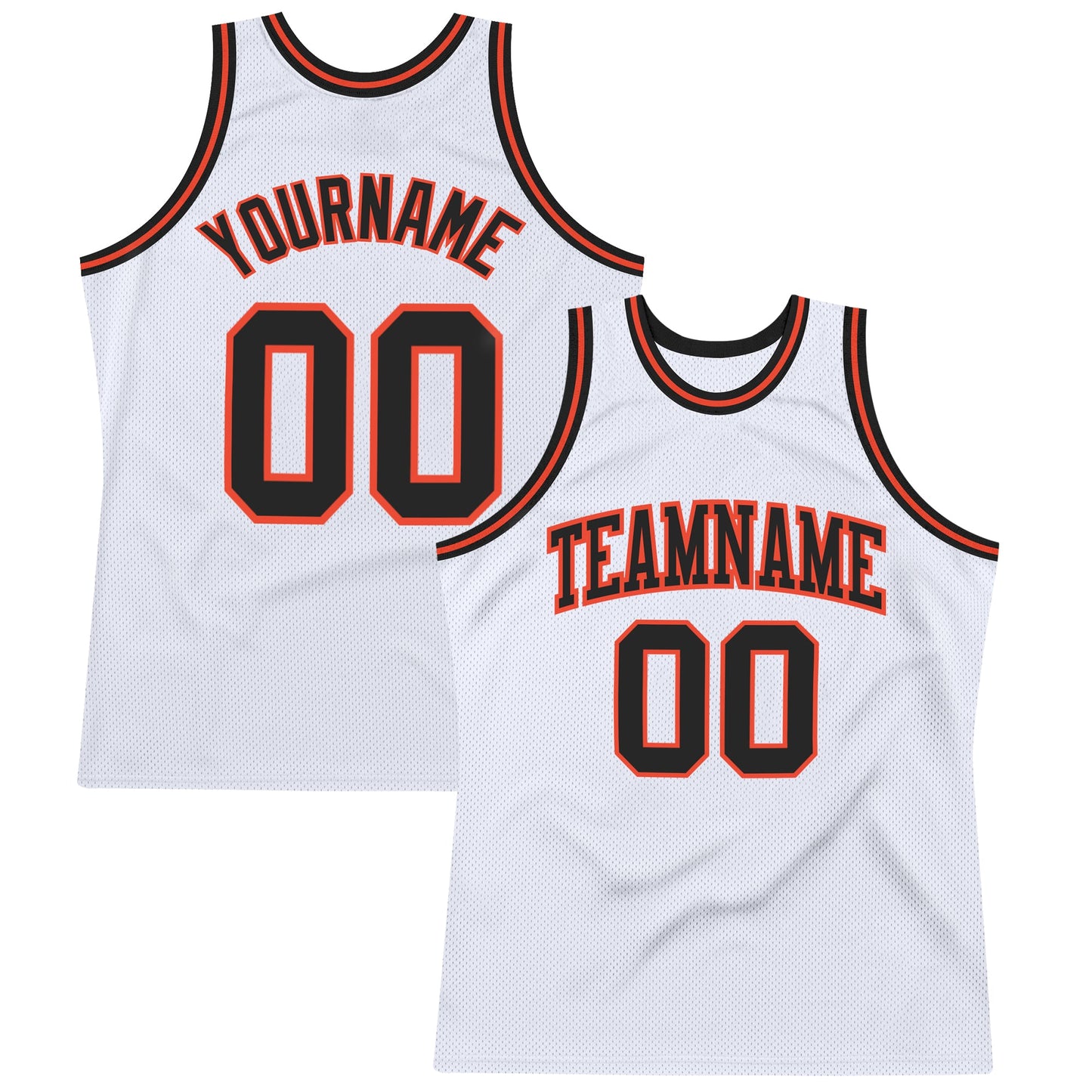 Custom White Black-Orange Authentic Throwback Basketball Jersey - Main View