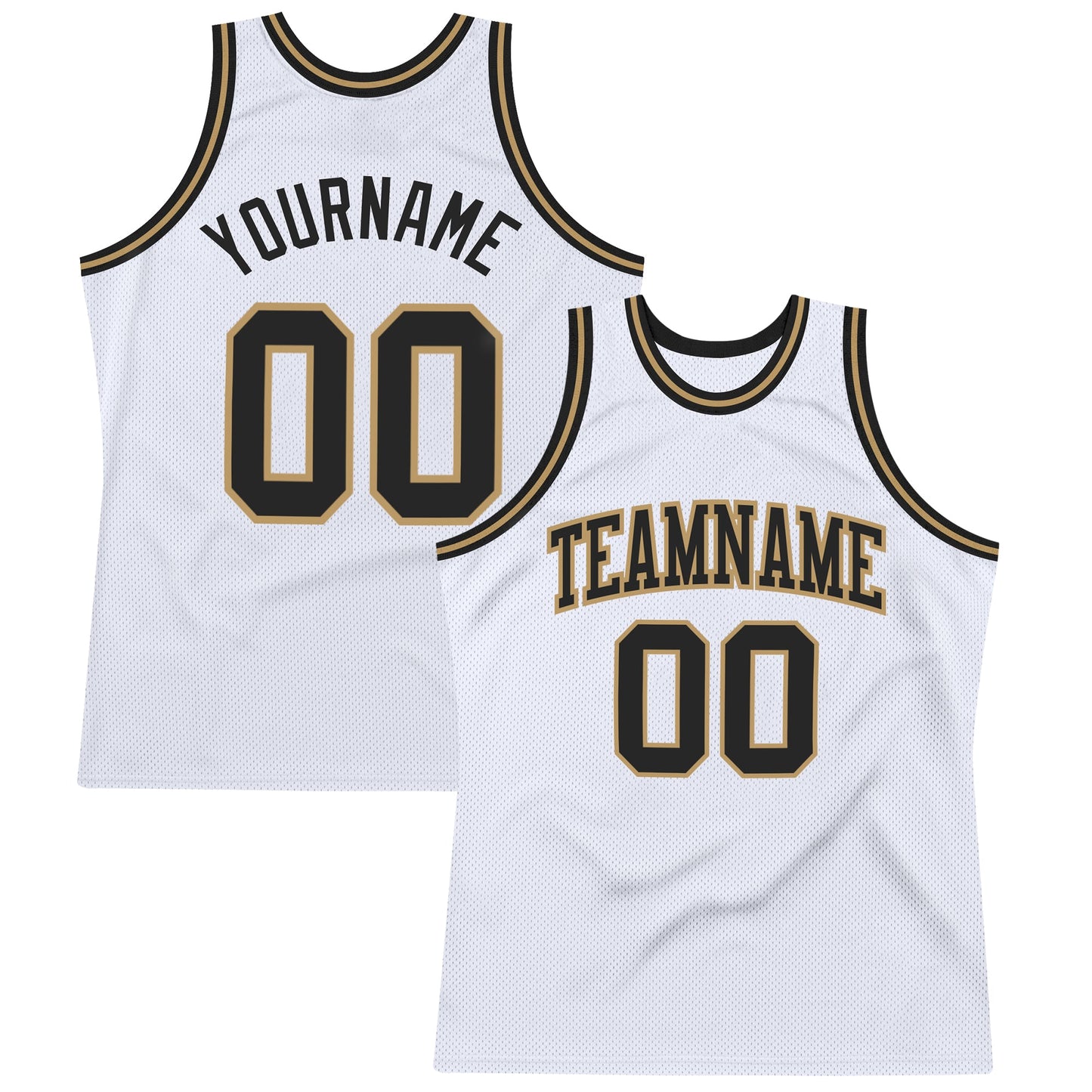 Custom White Black-Old Gold Authentic Throwback Basketball Jersey - Main View