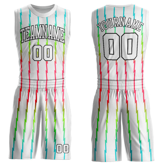 Custom White White-Red Round Neck Sublimation Basketball Uniform Jersey - Main View