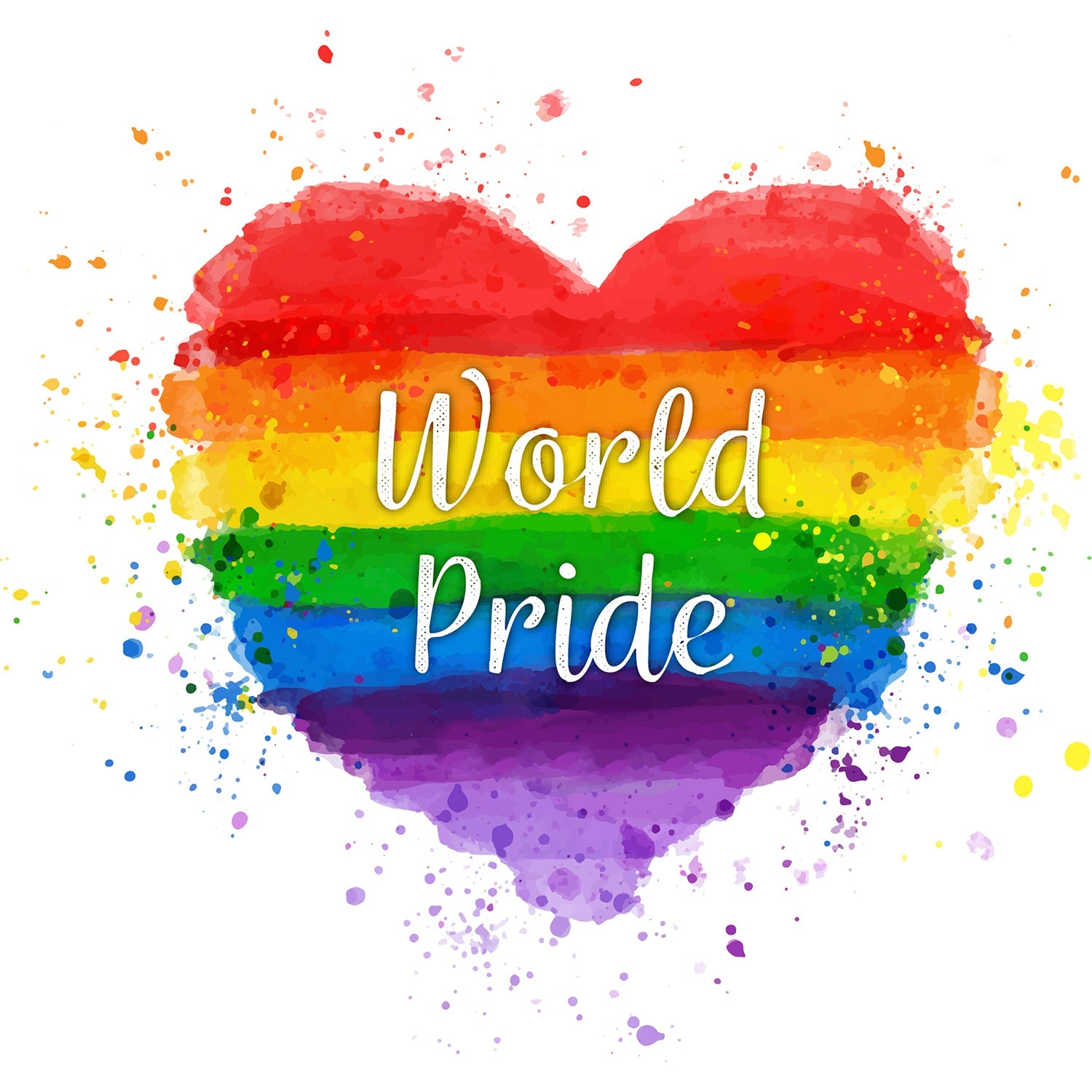 Custom White Purple-Orange Rainbow Colored Heart For World Pride LGBT Performance T-Shirt view 2