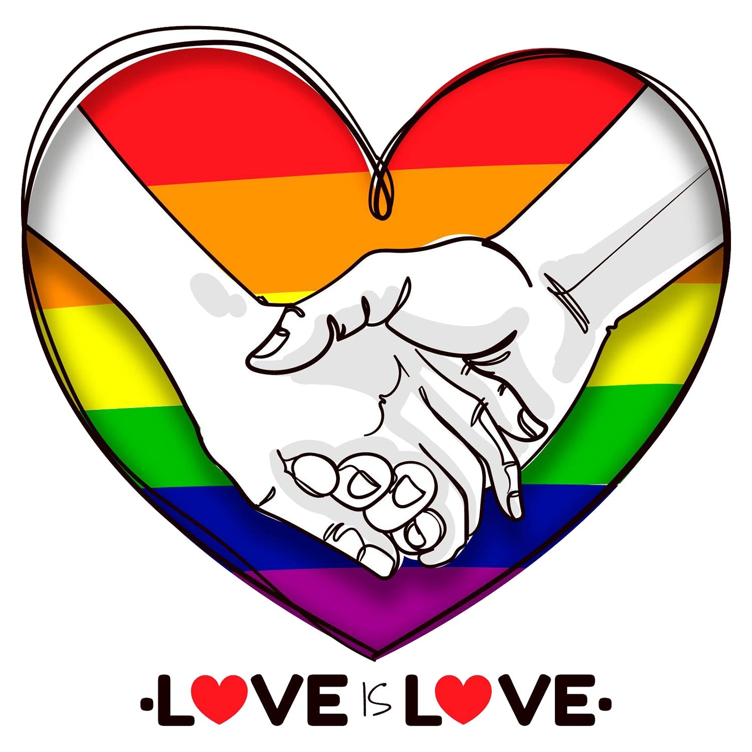 Custom White Gold-Red Rainbow Colored Heart For Pride Month Love Is Love LGBT Performance T-Shirt view 2