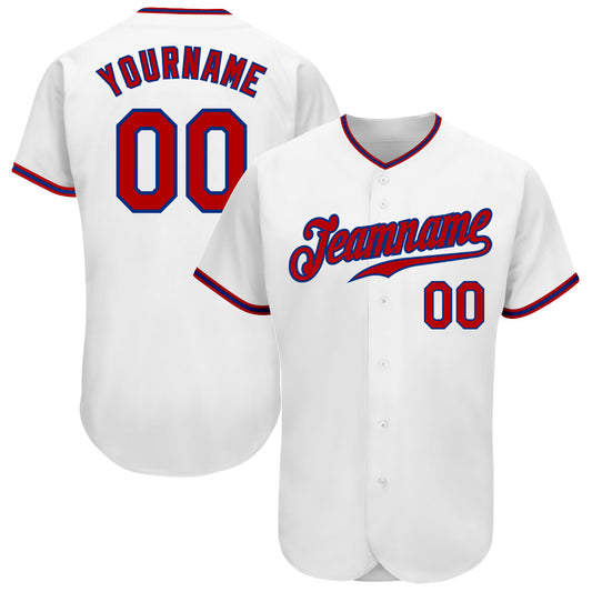 Custom White Red-Royal Authentic Baseball Jersey - Main View