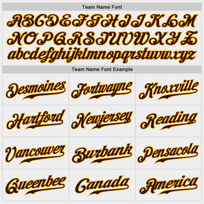 Custom White Brown-Gold Authentic Baseball Jersey view 4