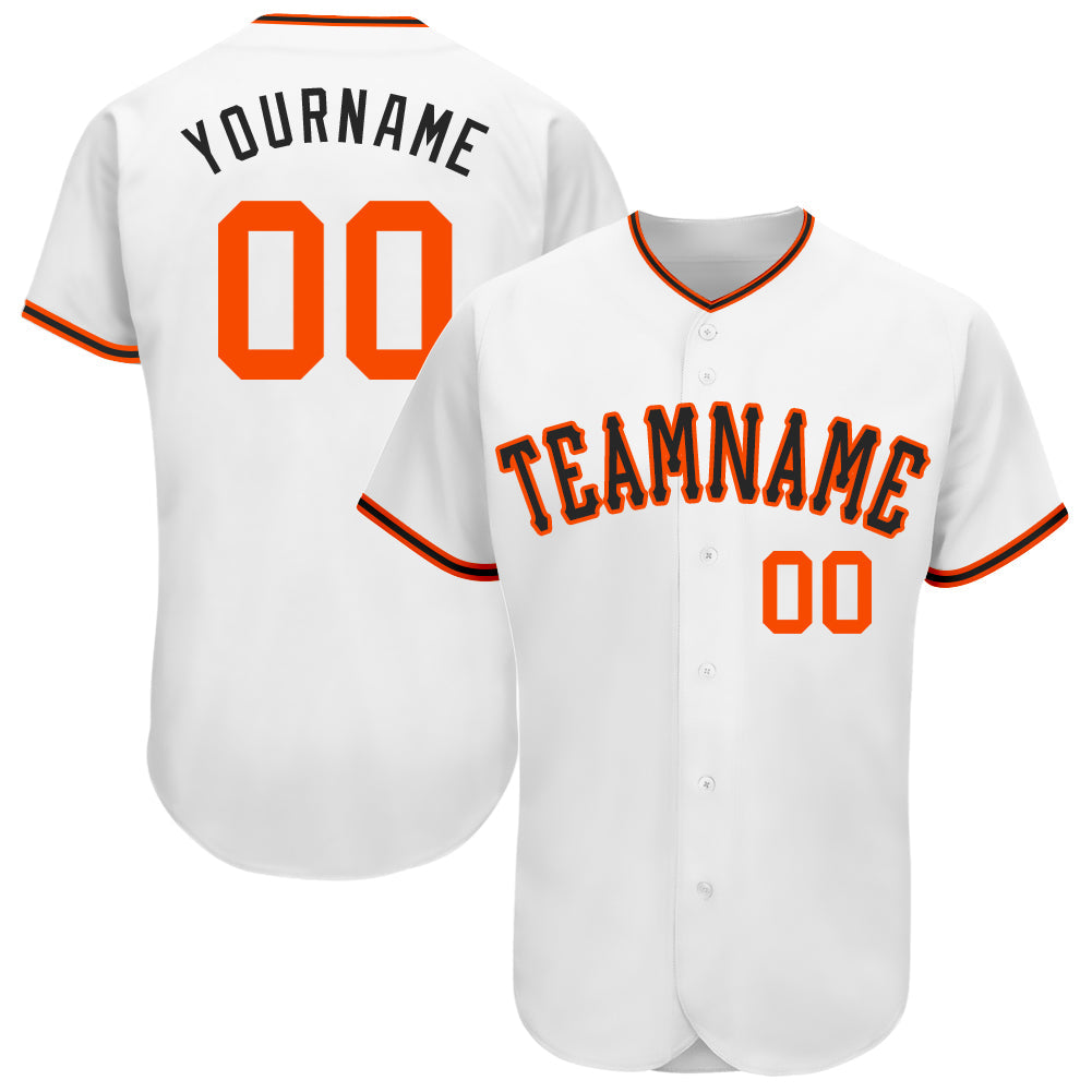 Custom White Orange-Black Authentic Baseball Jersey - Main View