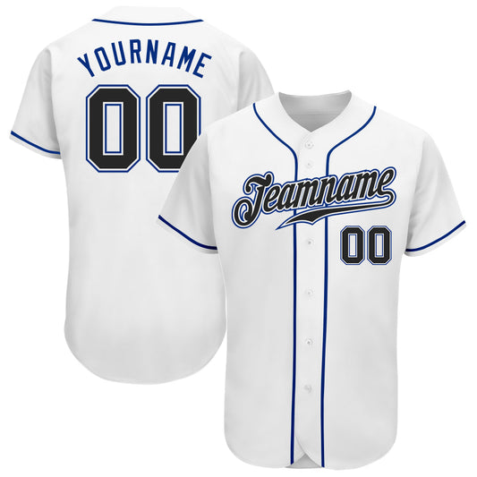 Custom White Black-Royal Authentic Baseball Jersey - Main View