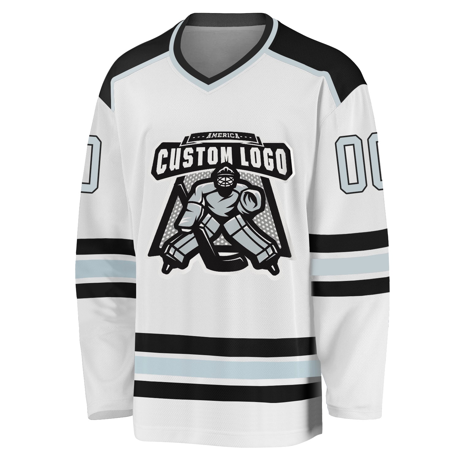 Custom White Silver-Black Hockey Jersey view 2