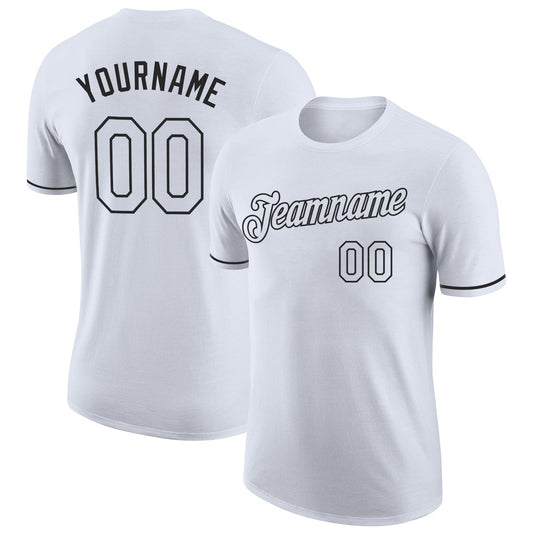 Custom White White-Black Performance T-Shirt - Main View