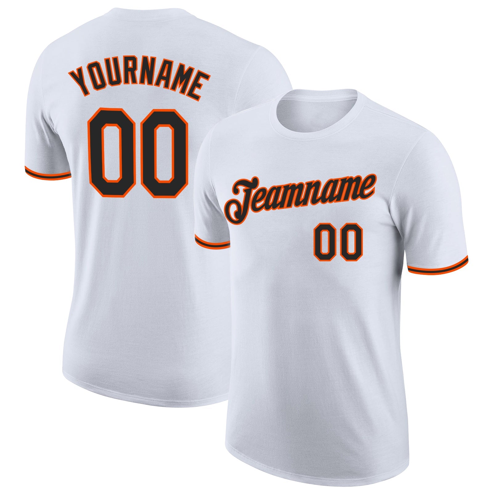 Custom White Black-Orange Performance T-Shirt - Main View
