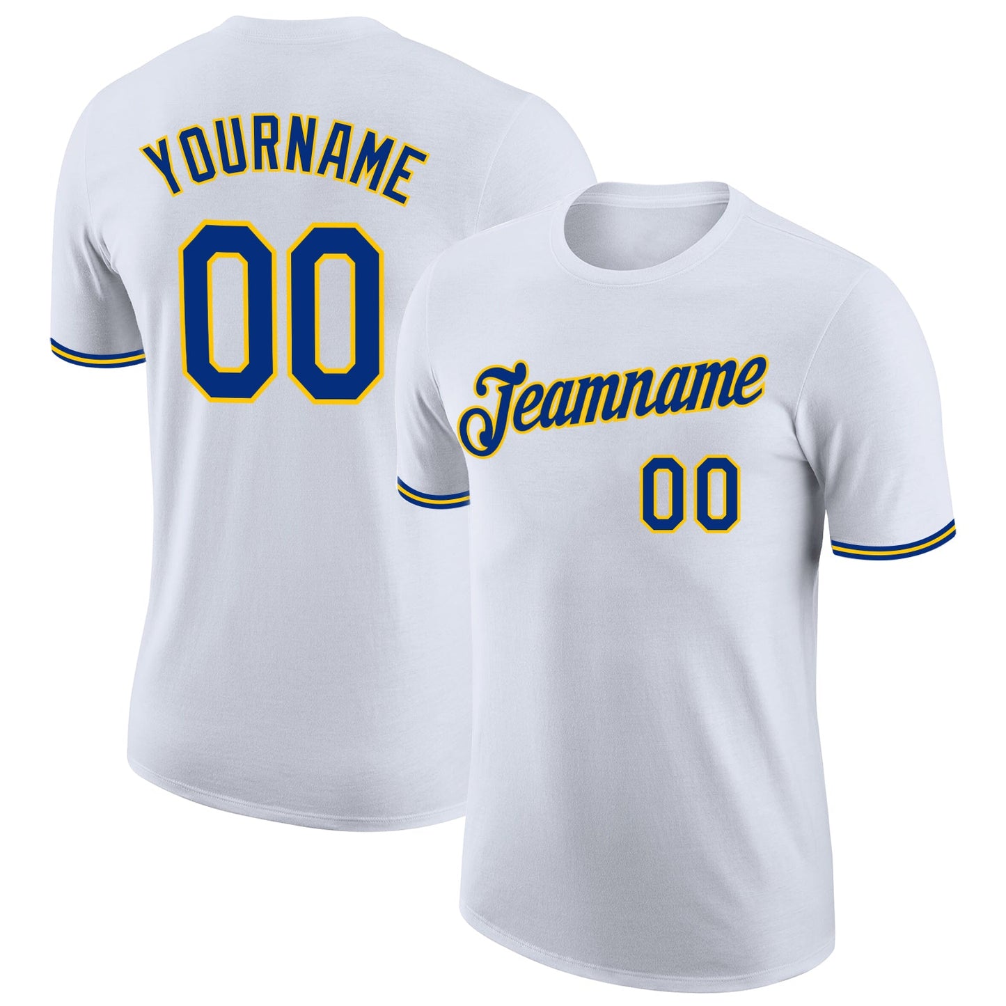 Custom White Royal-Gold Performance T-Shirt - Main View