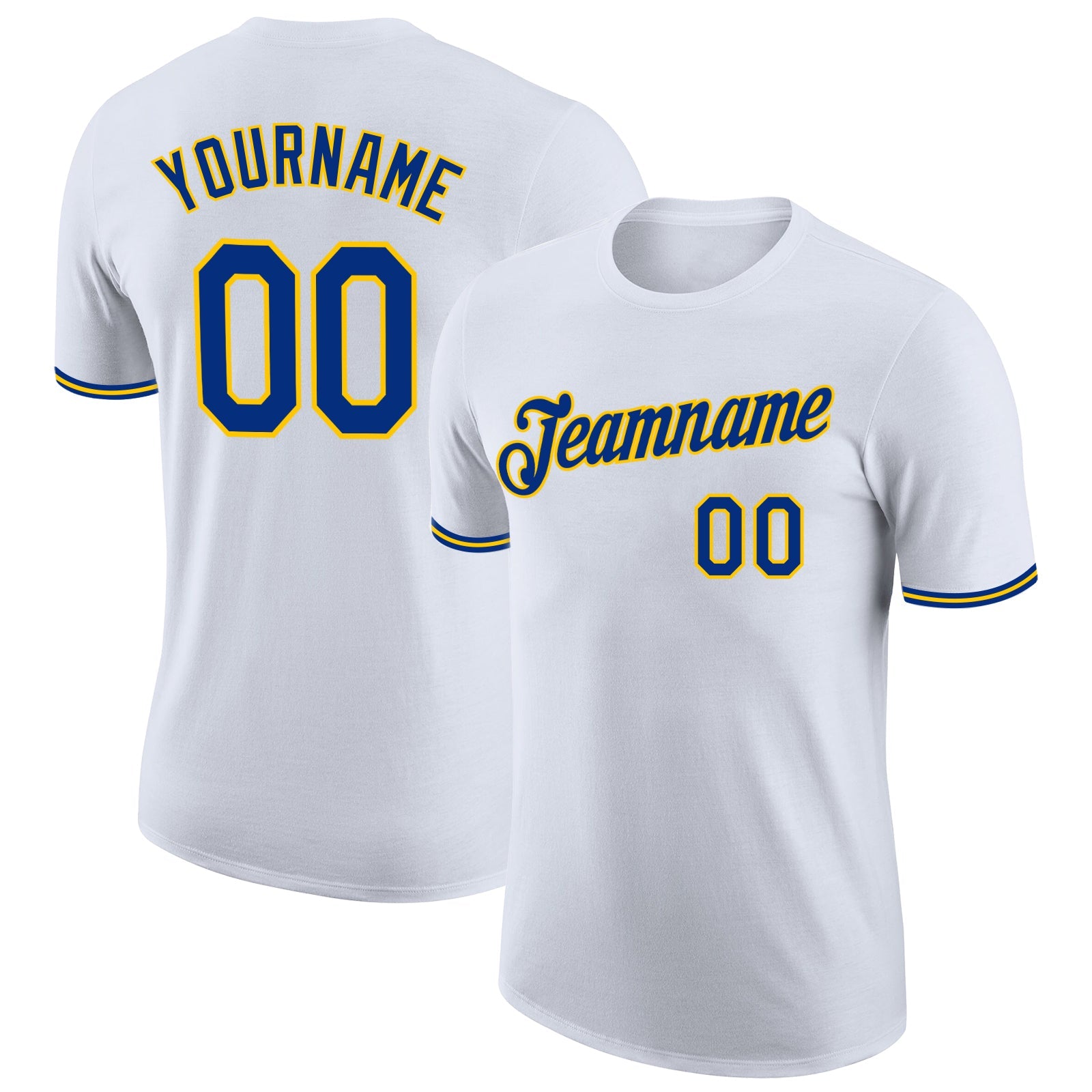 Custom White Royal-Gold Performance T-Shirt - Main View