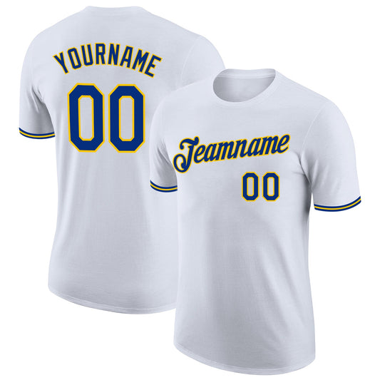 Custom White Royal-Gold Performance T-Shirt - Main View