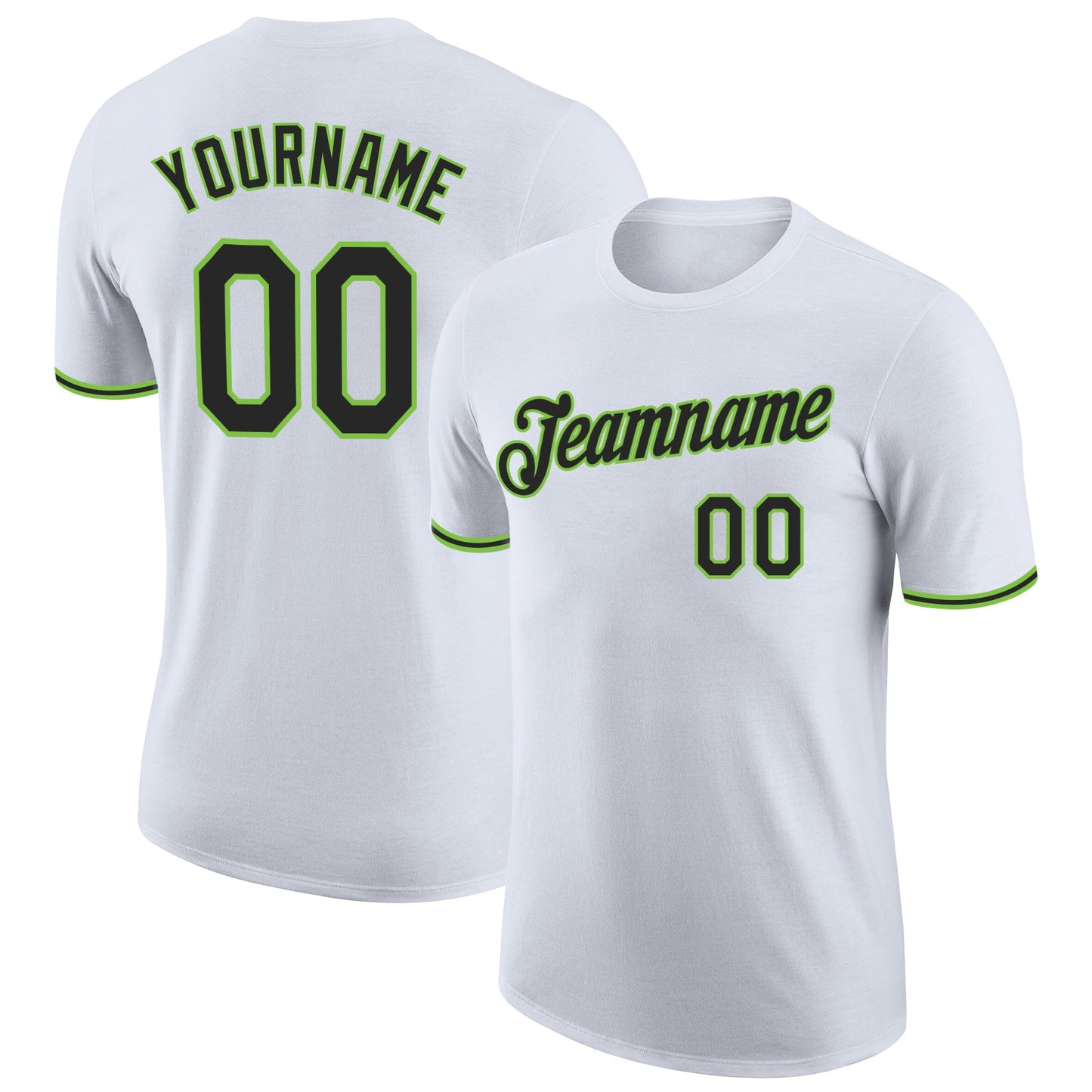 Custom White Black-Neon Green Performance T-Shirt - Main View