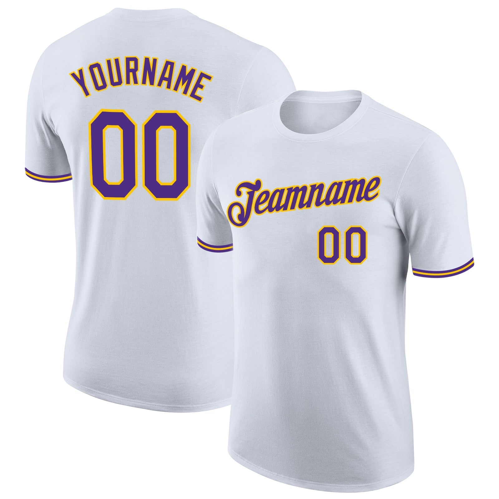Custom White Purple-Gold Performance T-Shirt - Main View