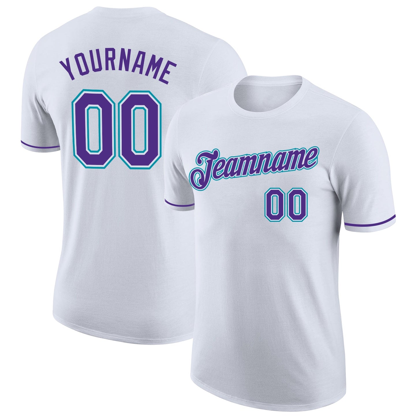 Custom White Purple-Teal Performance T-Shirt - Main View