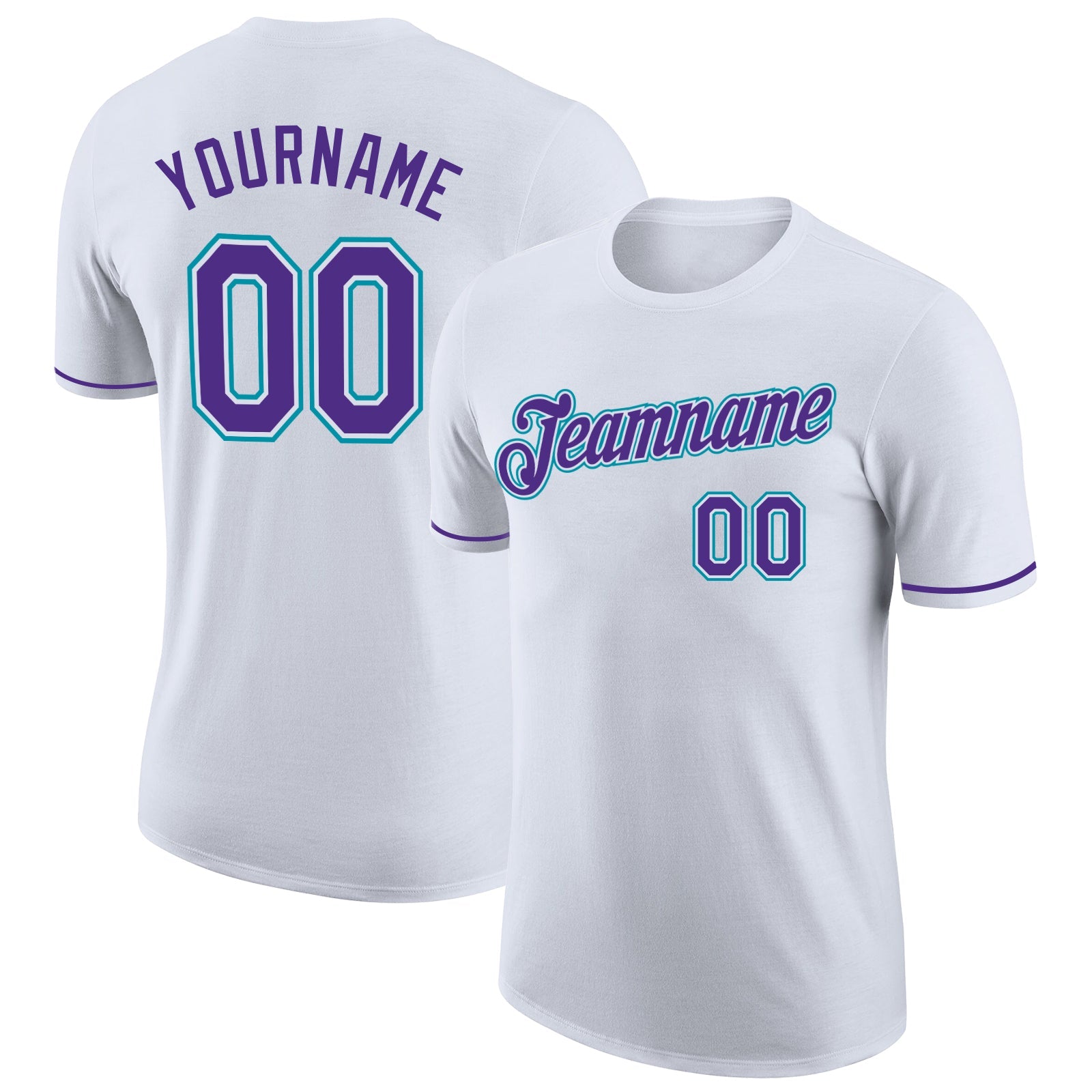 Custom White Purple-Teal Performance T-Shirt - Main View