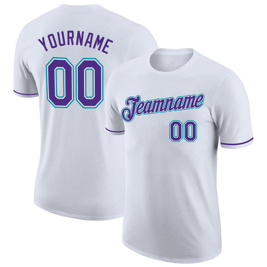 Custom White Purple-Teal Performance T-Shirt - Main View