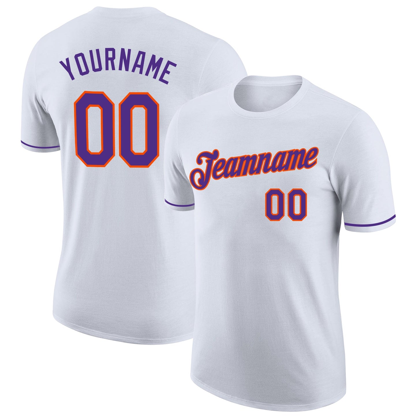 Custom White Purple-Orange Performance T-Shirt - Main View