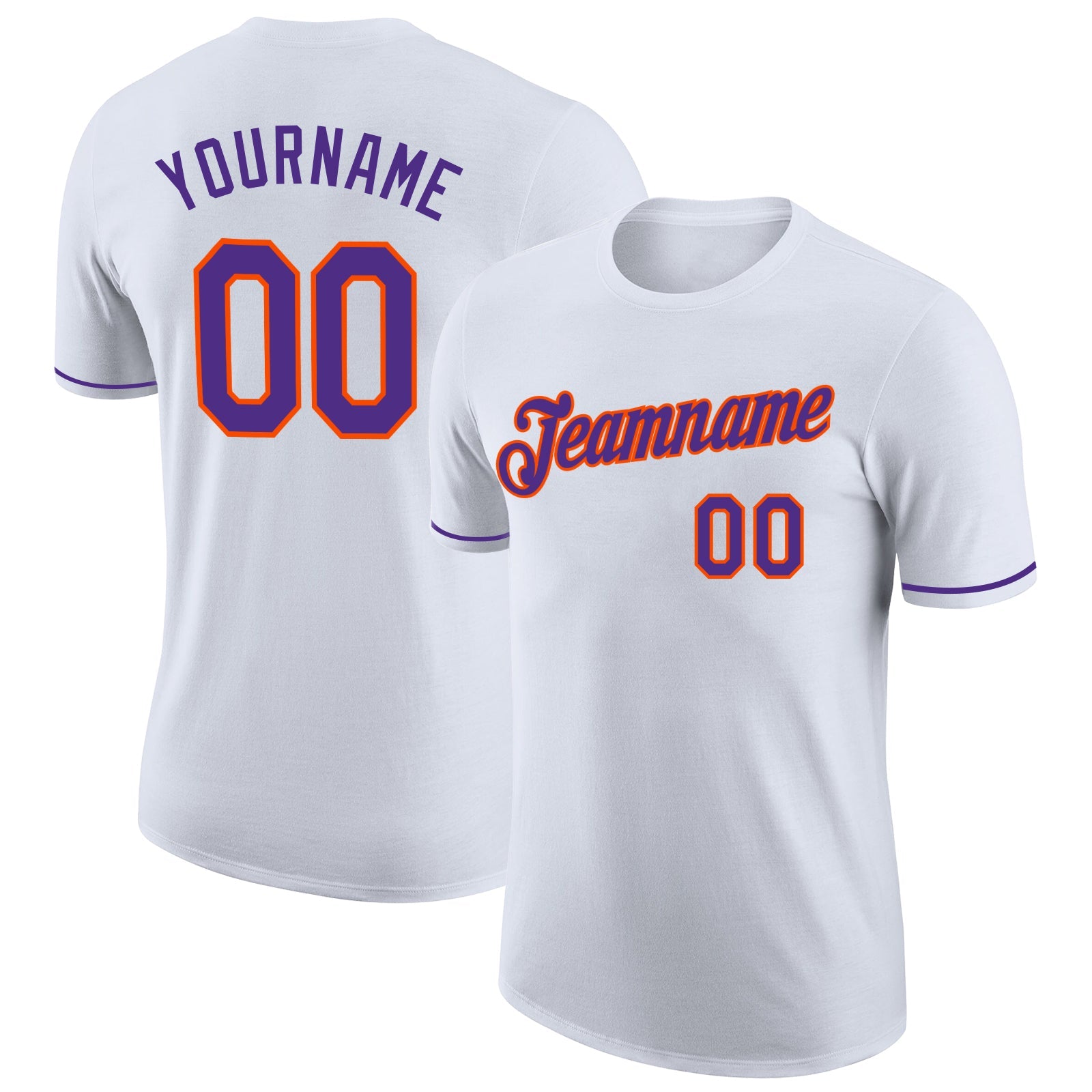 Custom White Purple-Orange Performance T-Shirt - Main View