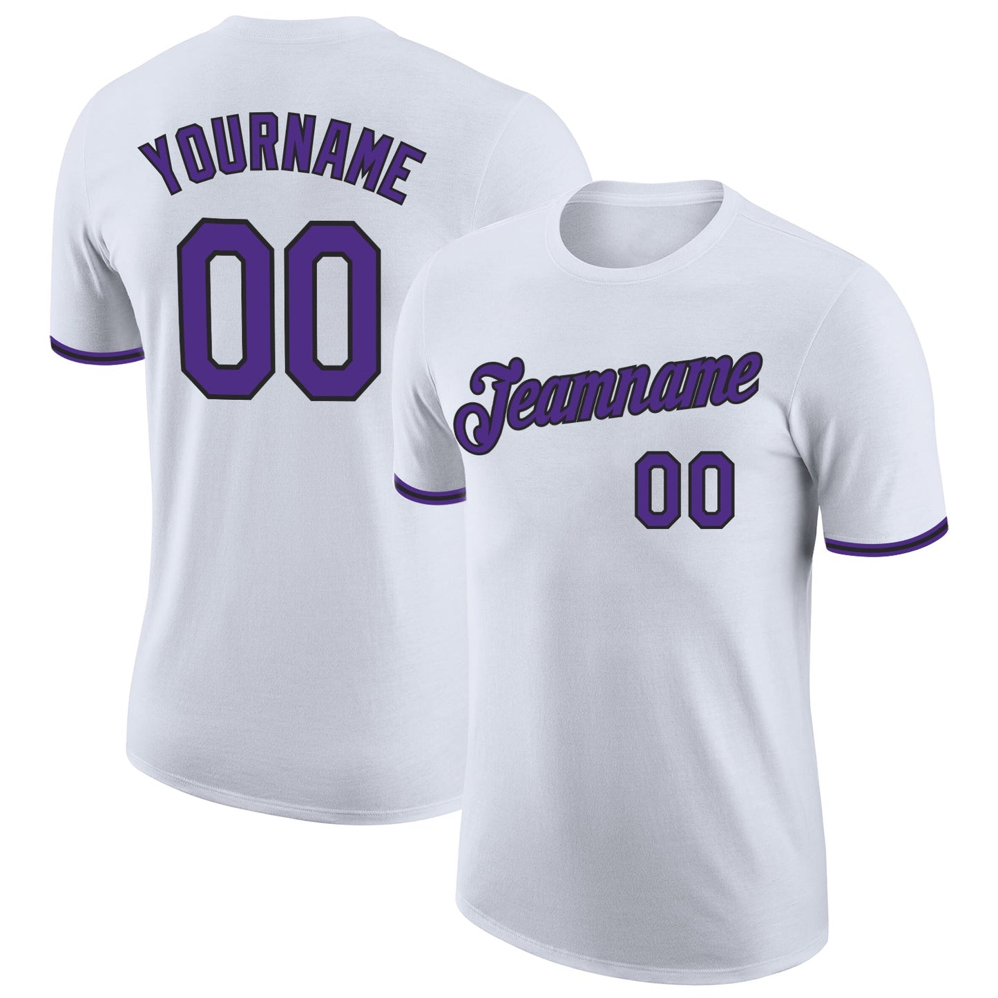 Custom White Purple-Black Performance T-Shirt - Main View