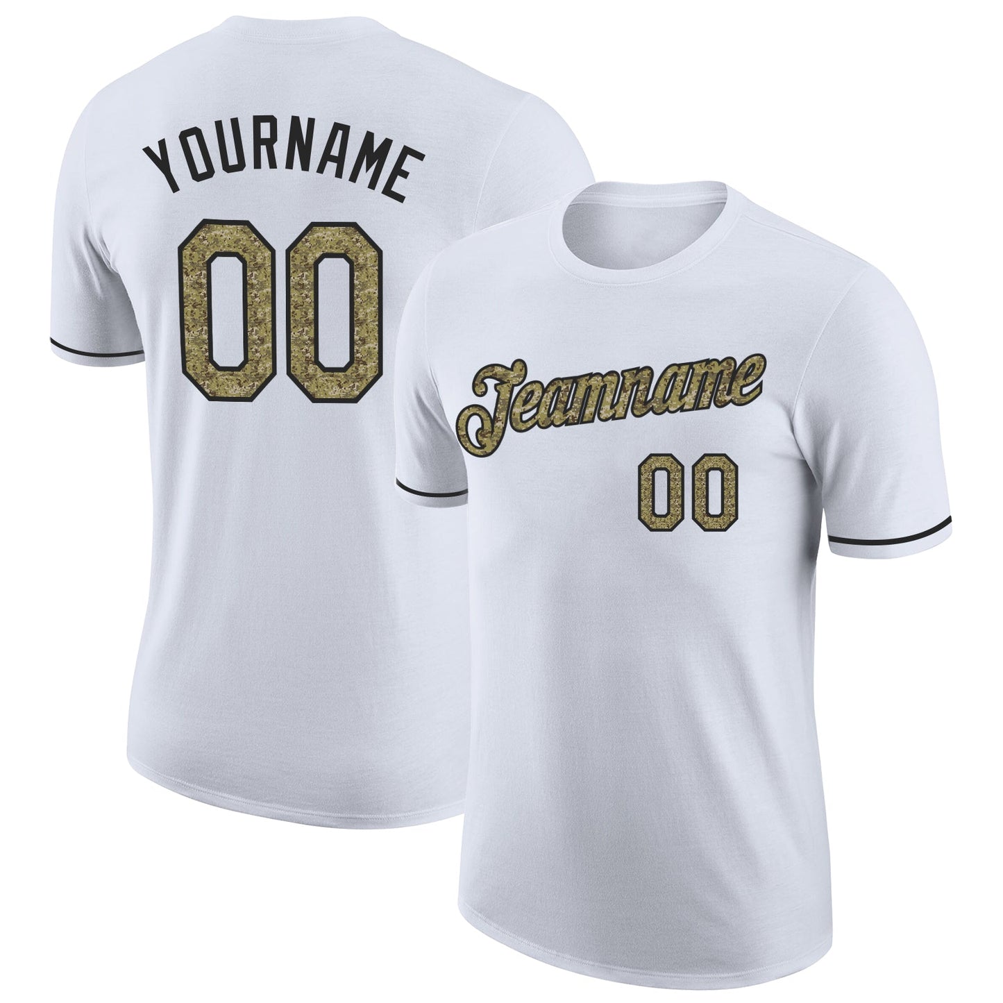 Custom White Camo-Black Performance T-Shirt - Main View