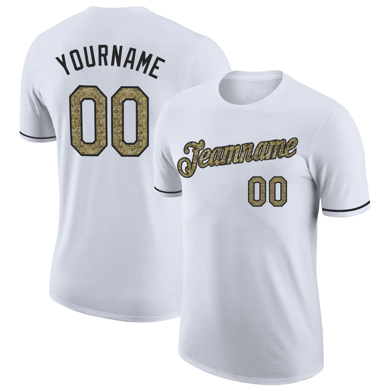Custom White Camo-Black Performance T-Shirt - Main View