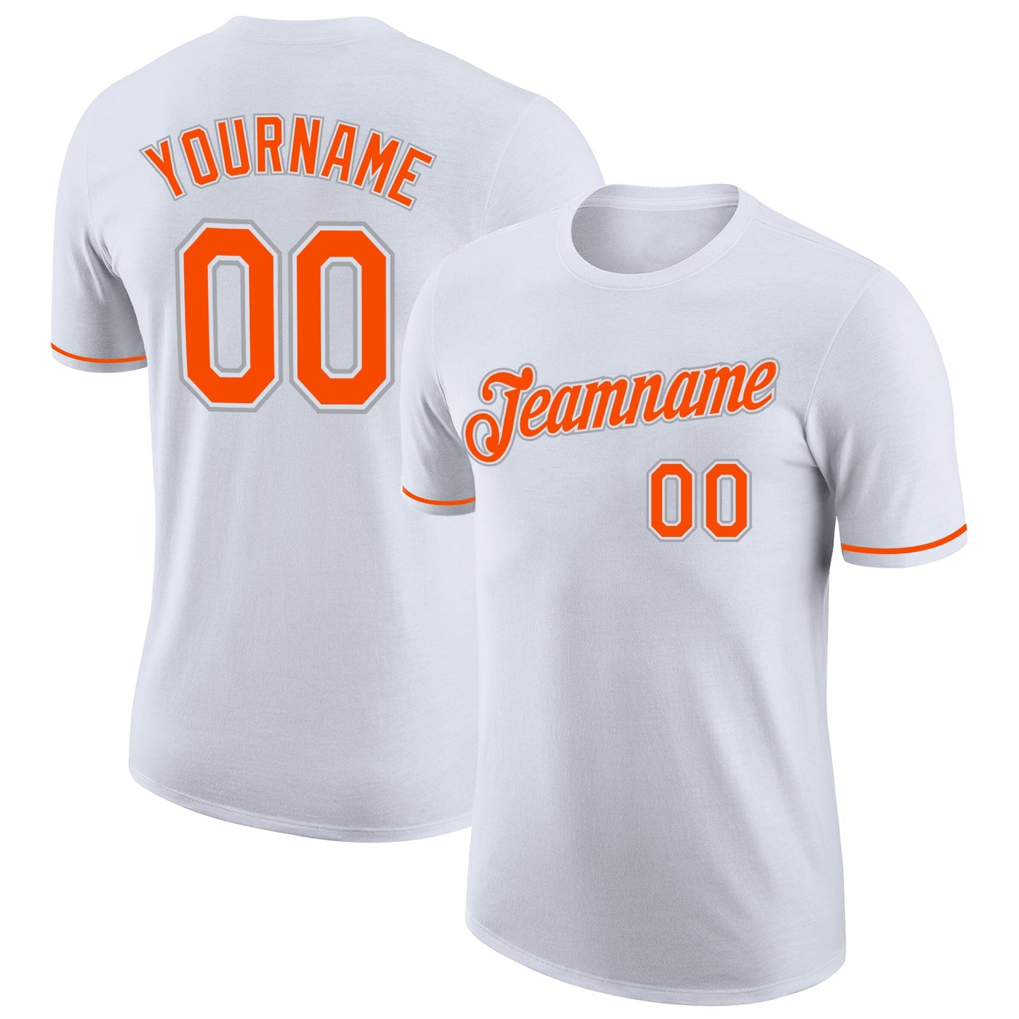 Custom White Orange-Gray Performance T-Shirt - Main View