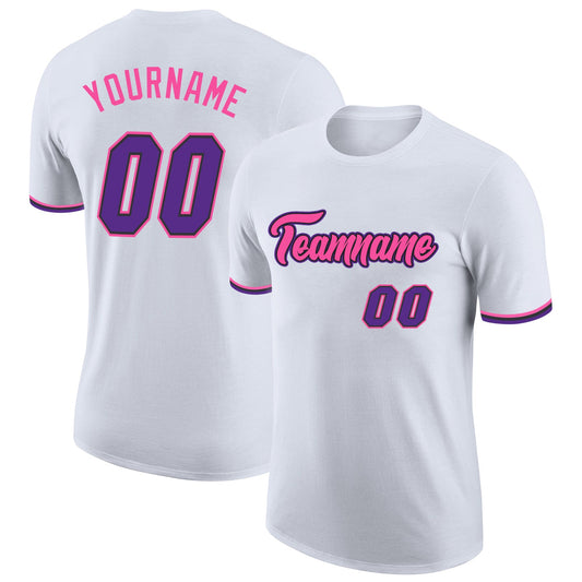 Custom White Purple Black-Pink Performance T-Shirt - Main View