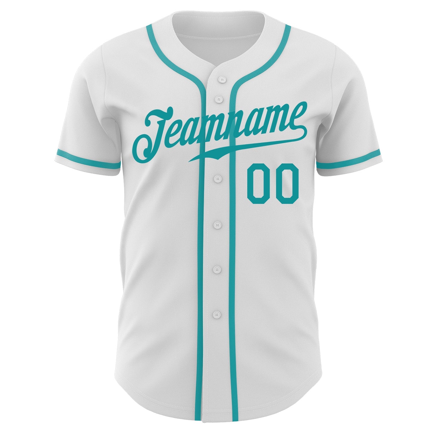 Custom White Teal Authentic Baseball Jersey view 3