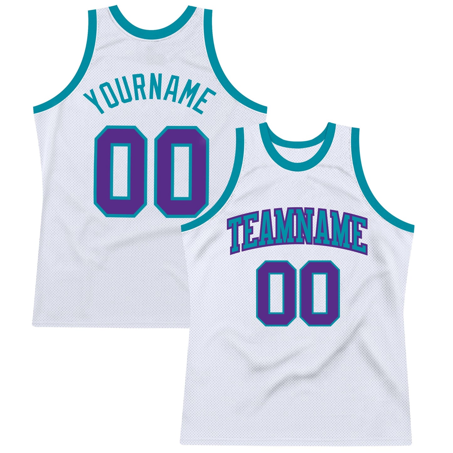 Custom White Purple-Teal Authentic Throwback Basketball Jersey - Main View