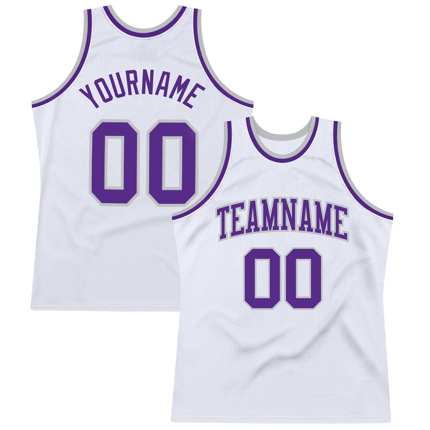 Custom White Purple-Gray Authentic Throwback Basketball Jersey - Main View