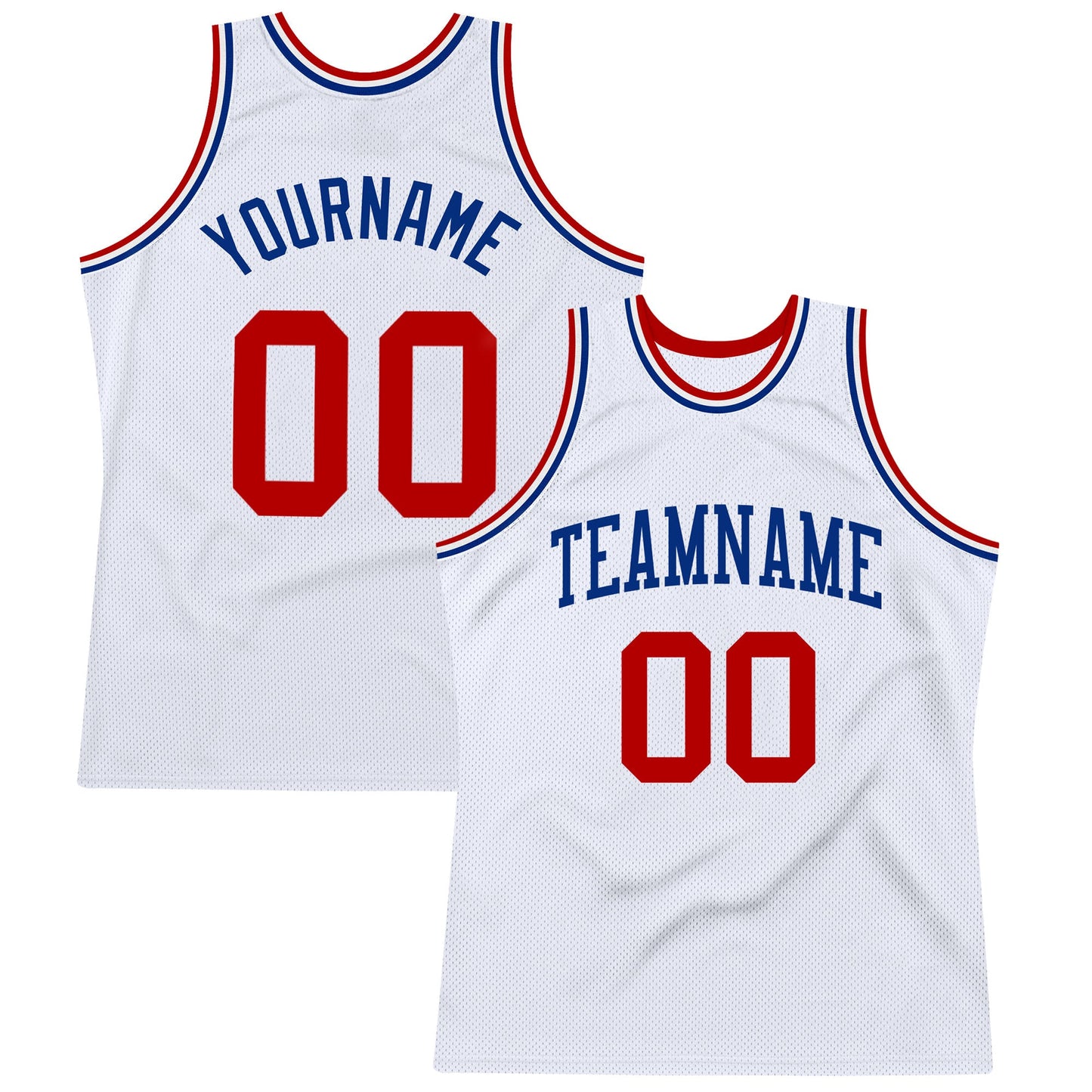 Custom White Red-Royal Authentic Throwback Basketball Jersey - Main View