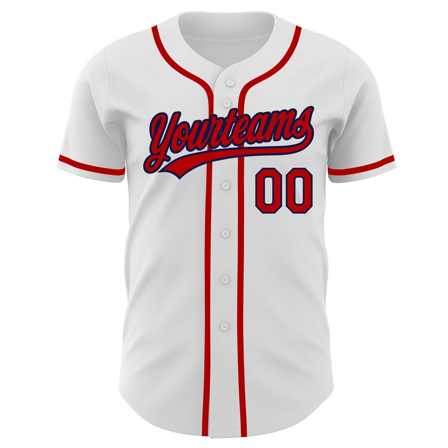 Custom White Red-Navy Authentic Baseball Jersey view 2