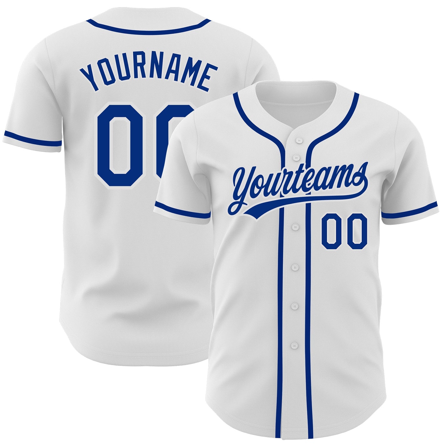 Custom White Royal Authentic Baseball Jersey - Main View