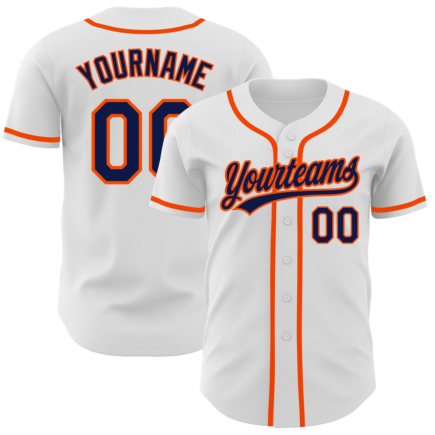Custom White Navy-Orange Authentic Baseball Jersey - Main View