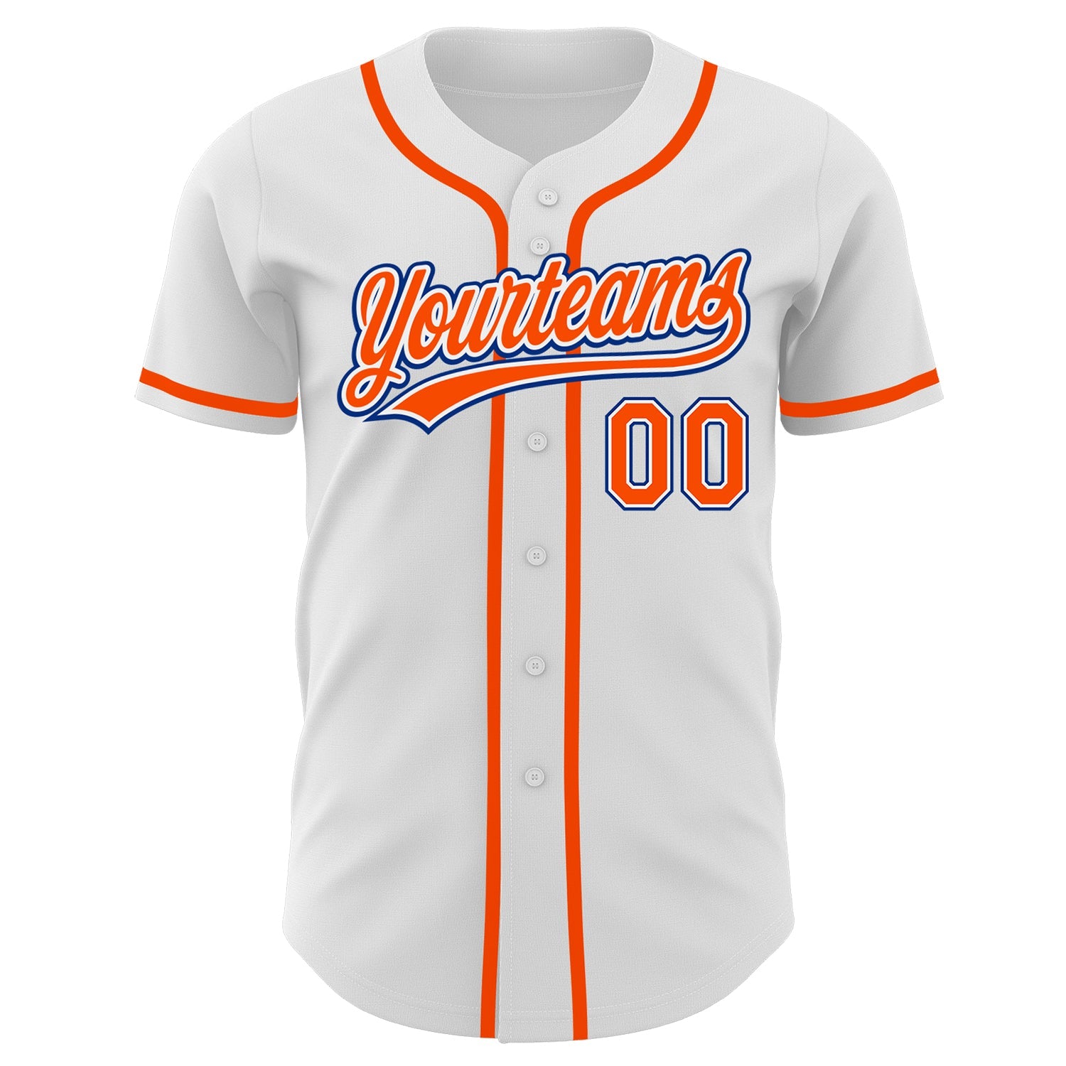 Custom White Orange-Royal Authentic Baseball Jersey view 2
