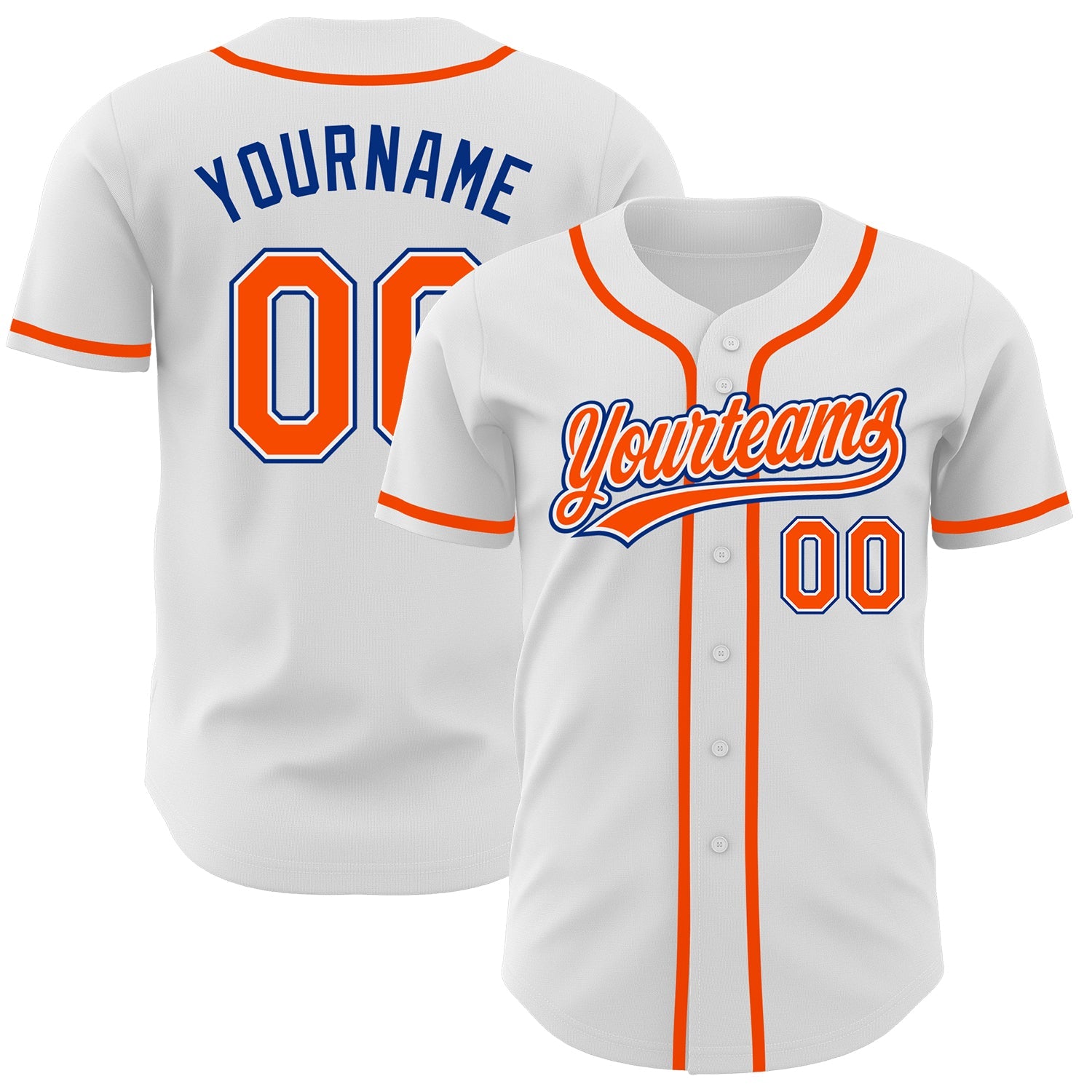 Custom White Orange-Royal Authentic Baseball Jersey - Main View