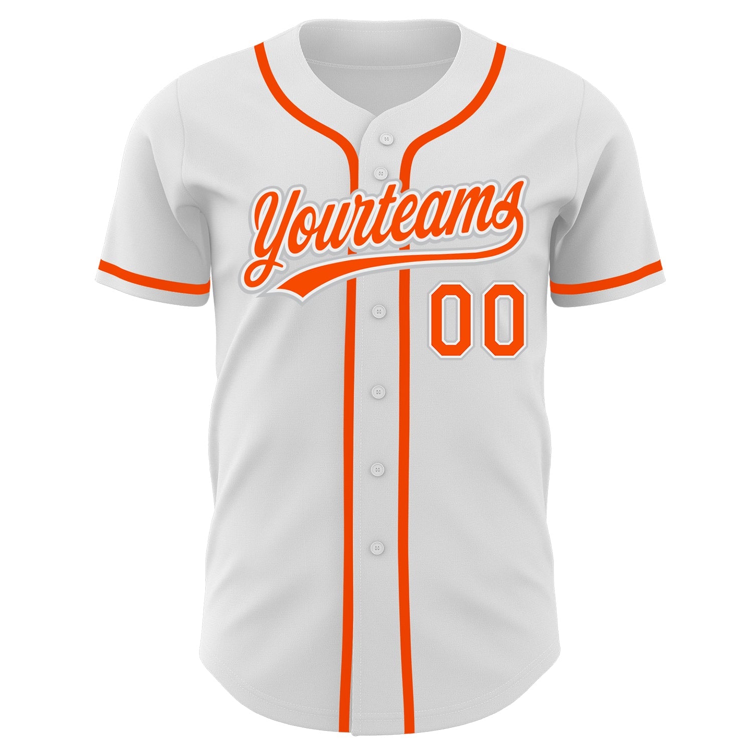 Custom White Orange-Gray Authentic Baseball Jersey view 2