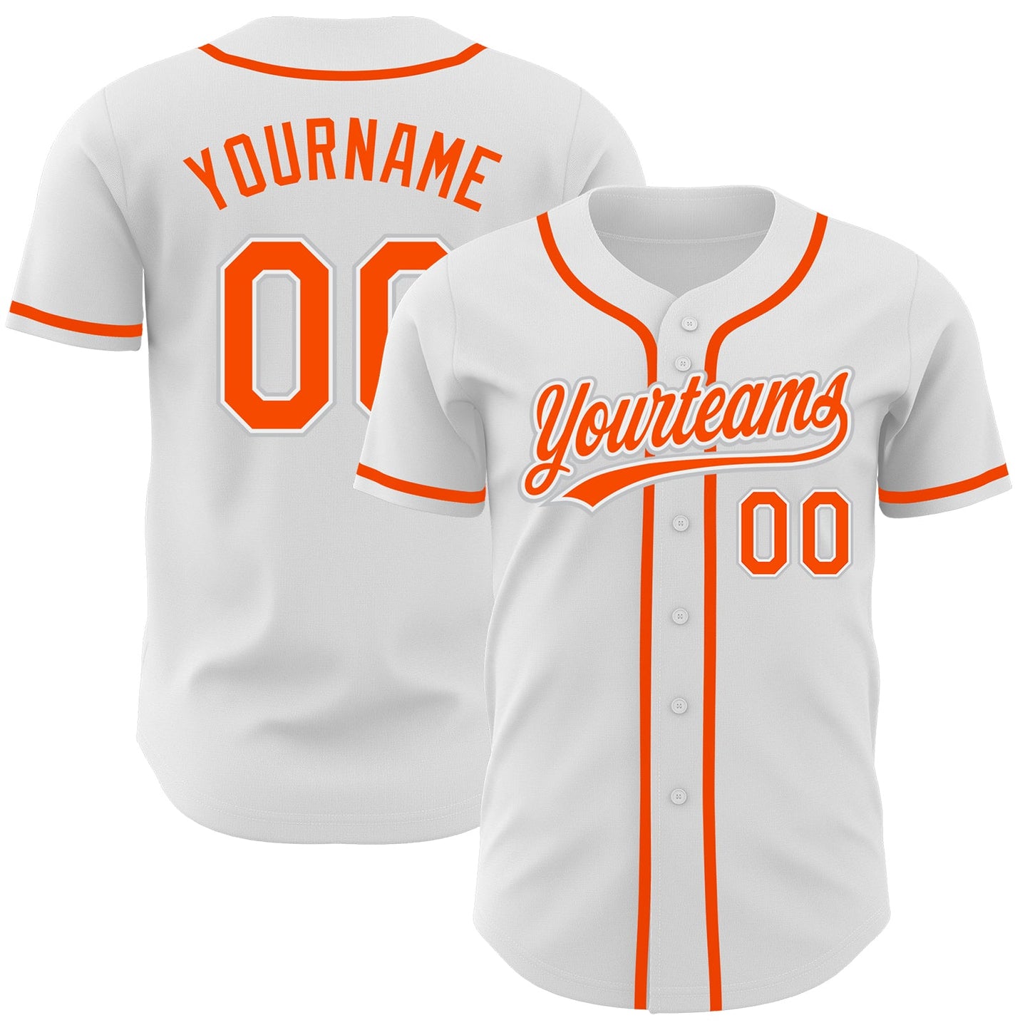 Custom White Orange-Gray Authentic Baseball Jersey - Main View