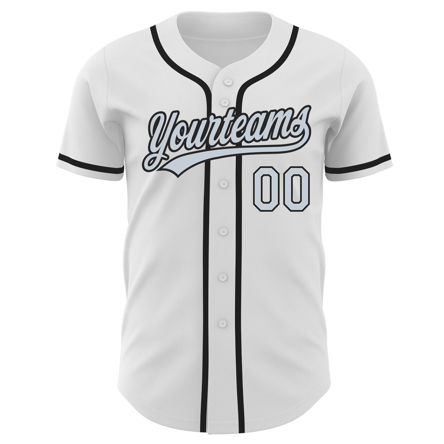 Custom White Silver-Black Authentic Baseball Jersey view 2