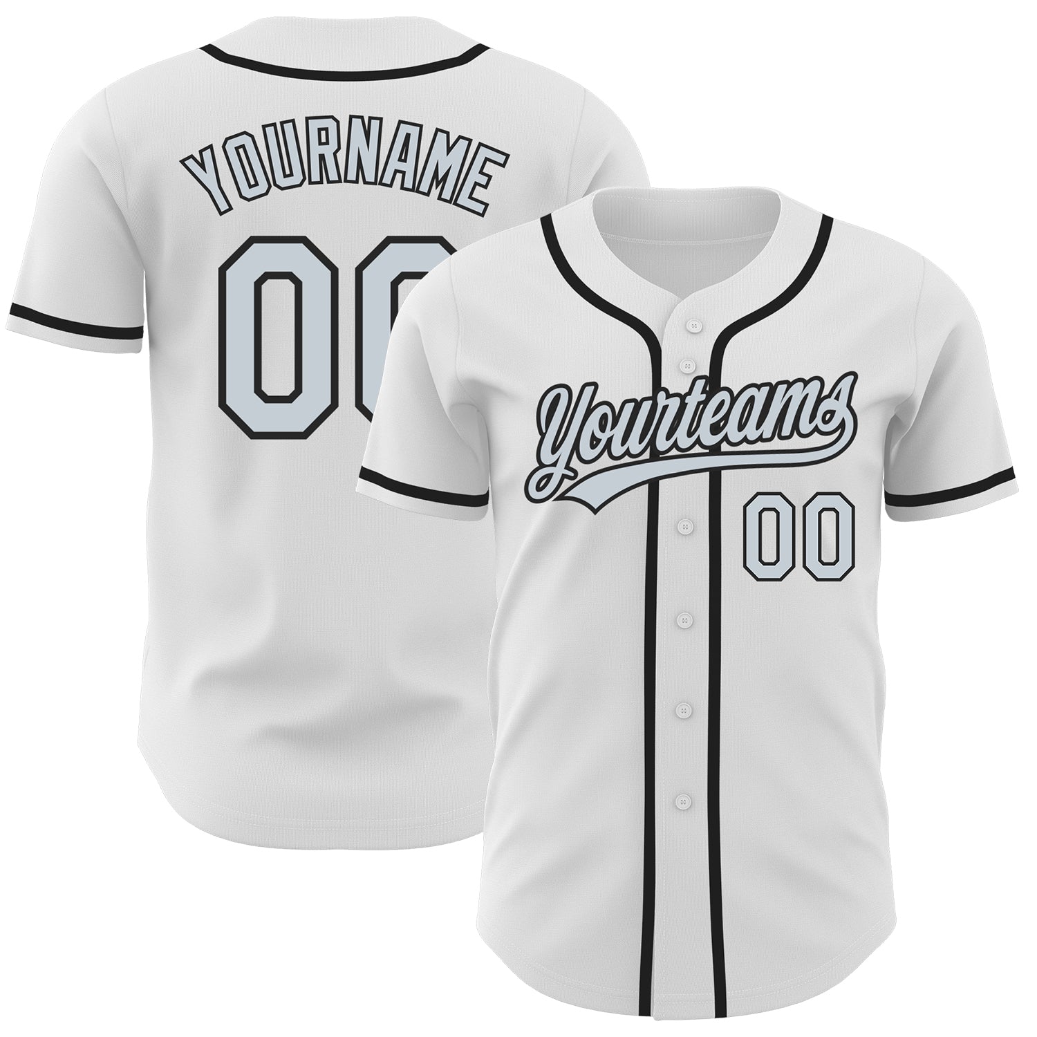Custom White Silver-Black Authentic Baseball Jersey - Main View
