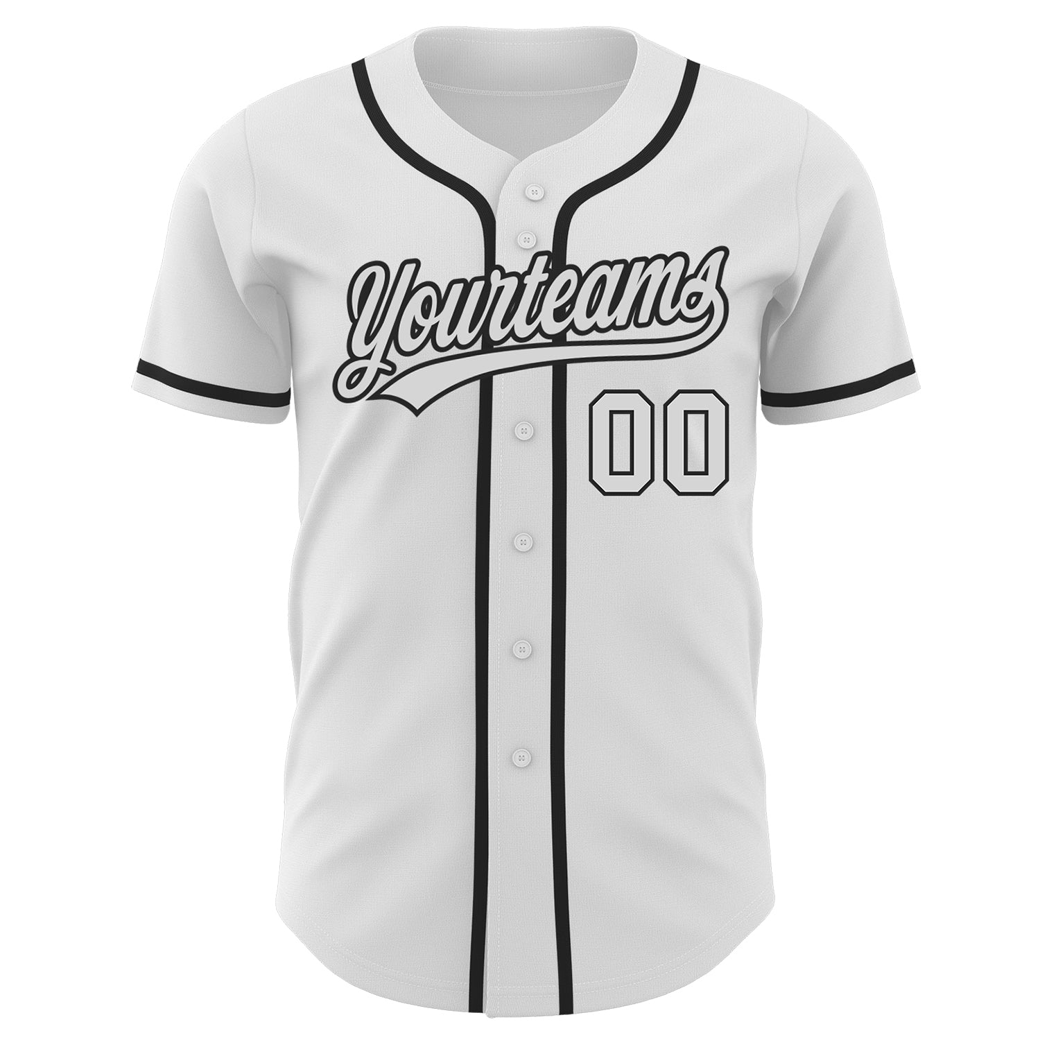 Custom White White-Black Authentic Baseball Jersey view 2
