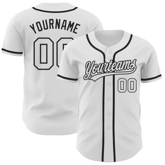 Custom White White-Black Authentic Baseball Jersey - Main View