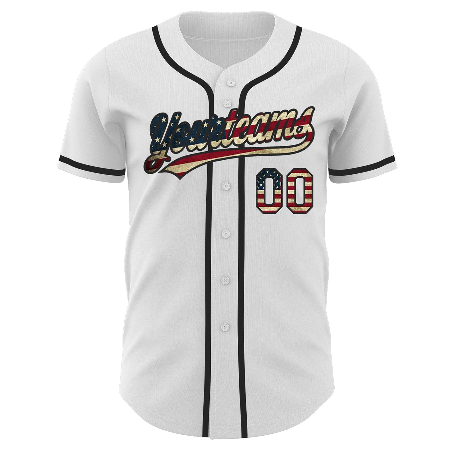 Custom White Vintage USA Flag-Black Authentic Baseball Jersey view 3