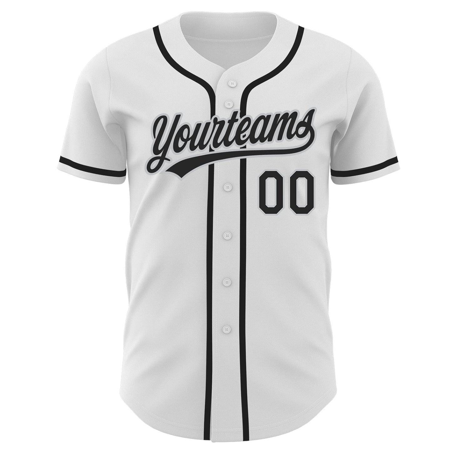 Custom White Black-Gray Authentic Baseball Jersey view 2